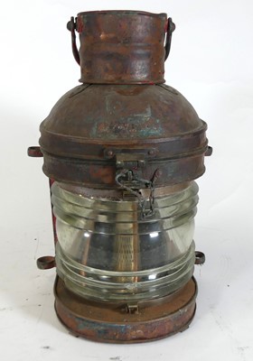 Lot 93 - A 19th century ship's bulkhead lantern,...
