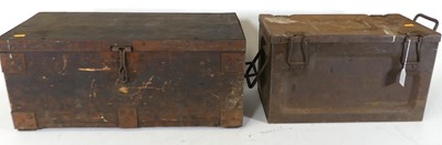 Lot 100 - A metal ammunition crate, w.45.5cm; together...
