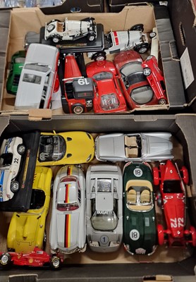 Lot 1589 - Two trays containing 1/18 scale loose modern...