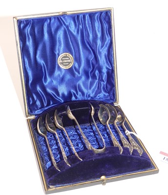 Lot 189 - A set of six Edwardian silver coffee spoons,...