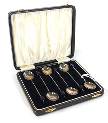 Lot 200 - A set of six George V silver coffee bean...
