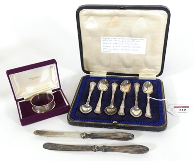 Lot 210 - A set of six George V silver coffee spoons;...