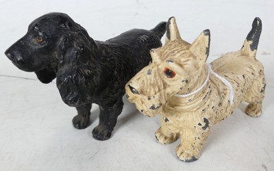 Lot 225 - A painted spelter figure of a Scottish terrier,...