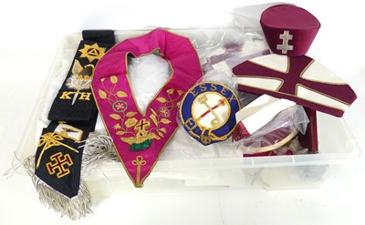 Lot 266 - A collection of Masonic regalia, to include...