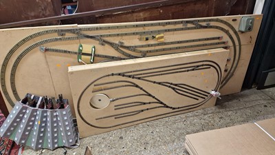 Lot 1610 - A wooden home-made OO gauge railway layout...