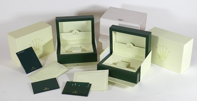 Lot 218 - A Rolex green leather watch box, with outer...