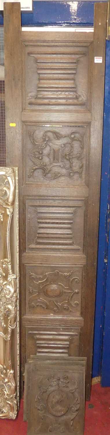 Lot 1129 - An oak linenfold five-panelled wall panel, 189...