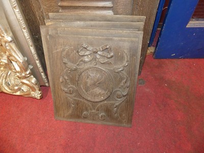 Lot 1129 - An oak linenfold five-panelled wall panel, 189...