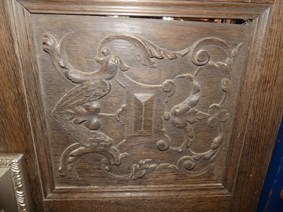 Lot 1129 - An oak linenfold five-panelled wall panel, 189...