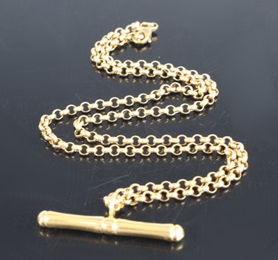 Lot 323 - A 9ct gold belcher link neck chain with Albert,...