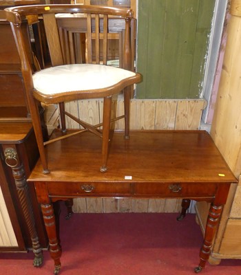 Lot 1232 - An Edwardian walnut two drawer side table,...