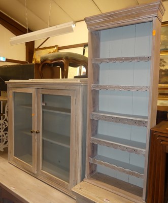 Lot 1241 - A rustic lime-washed pine double door glazed...