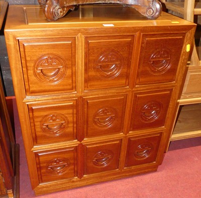 Lot 1250 - A contemporary Eastern hardwood cube chest, of...