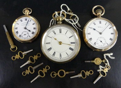 Lot 357 - A Waltham gent's gold plated open face keyless...