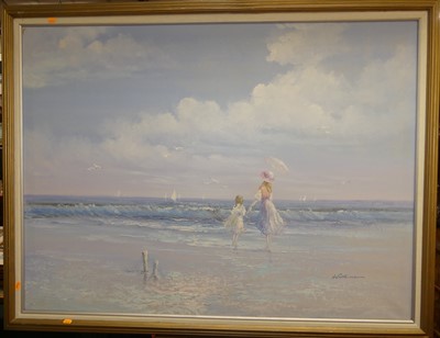 Lot 1006 - Watkins - Mother and daughter on the beach,...