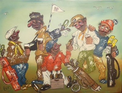Lot 1008 - Ben - Satirical study of famous golfers,...