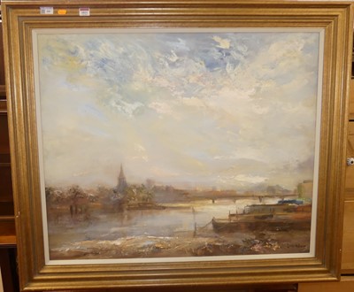 Lot 1011 - Lynda Minter (contemporary) - River landscape,...
