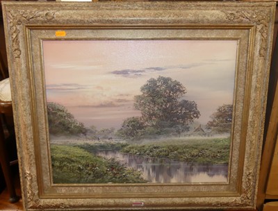 Lot 1014 - Allan Morgan (b.1952) - Pastoral scene at...