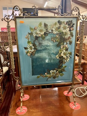 Lot 1256 - An early 20th century brass and painted glass...