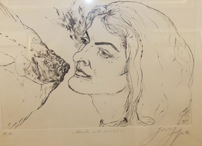 Lot 1024 - Contemporary school - Portrait with fish,...