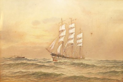 Lot 1026 - S. Beverley - Three-masted clipped ship,...
