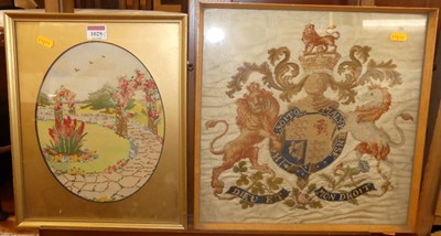 Lot 1029 - A 19th century woolwork on silk depicting the...