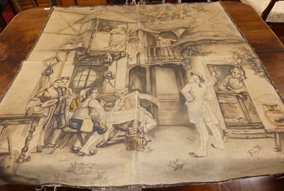 Lot 1291 - An embroidered tapestry wall panel, depicting...