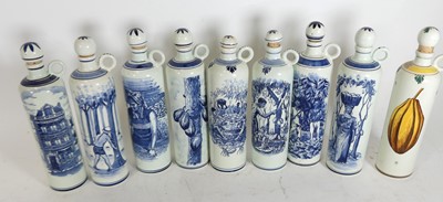 Lot 474 - A collection of Delft, blue & white bottles...