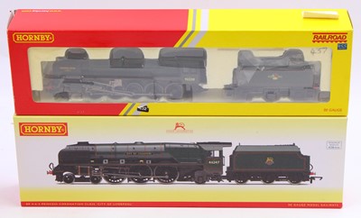 Lot 596 - Two Hornby 00 gauge locos & tenders, BR lined...