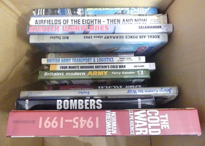 Lot 509 - Two boxes of various military books to include...