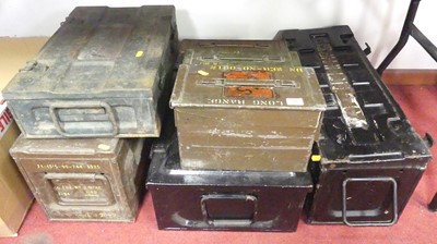 Lot 511 - Seven metal ammunition and storage crates