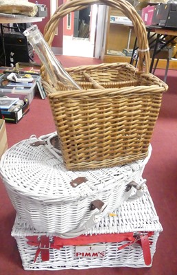 Lot 513 - A Pimms white wicker picnic hamper, together...