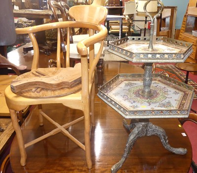 Lot 1300 - A French cast and pierced brass two-tier dumb...