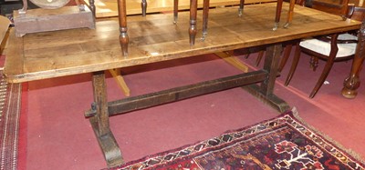 Lot 1306 - An elm and oak five plank refectory dining...