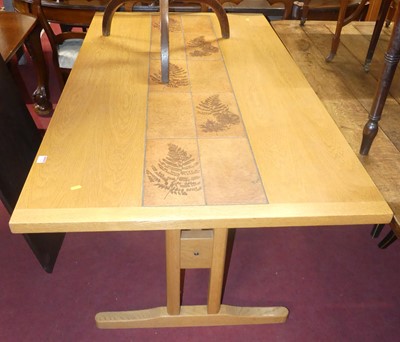 Lot 1314 - A contemporary blond oak and tiled inset...