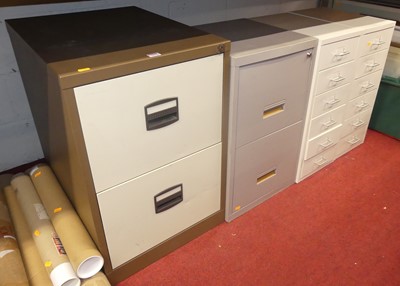 Lot 1075 - Two flights of metal six-tier index drawers;...