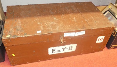 Lot 1079 - A painted wooden trunk, w.91cm