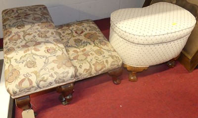 Lot 1084 - A beechwood upholstery topped stool, w.80cm;...