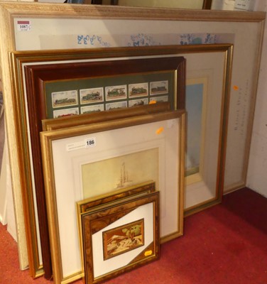 Lot 1087 - Sundry pictures, prints, framed display of...