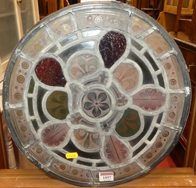 Lot 1097 - A glass circular lead light, dia.38cm