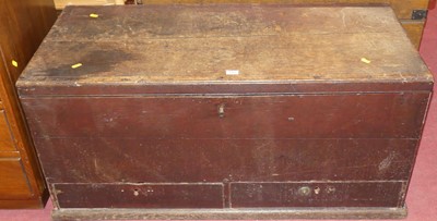 Lot 1362 - A 19th century oak hinge top tool chest, width...