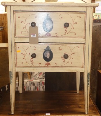 Lot 1368 - A rustic painted pine two-drawer side chest,...