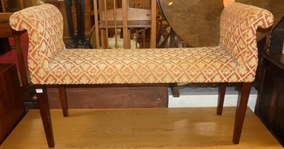 Lot 1370 - A fabric upholstered two-seater window seat,...