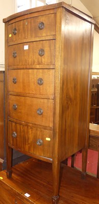 Lot 1372 - A 19th century mahogany slender bowfront chest...