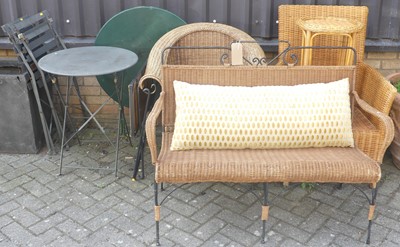 Lot 1383 - Various wicker patio furniture to include; two-...