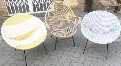 Lot 1388 - A 1960s bamboo and painted metal framed "clam"...