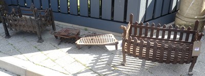 Lot 1391 - Two cast iron fire baskets, together with...