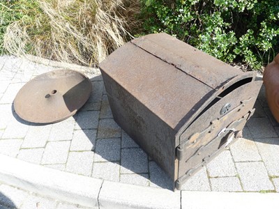 Lot 1395 - A 19th century steel and cast iron bread oven;...