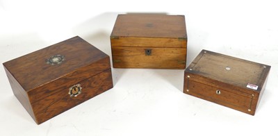 Lot 95 - A Victorian mother of pearl inlaid work box;...