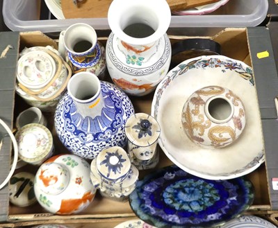 Lot 479 - A box of Oriental wares, to include a pair of...